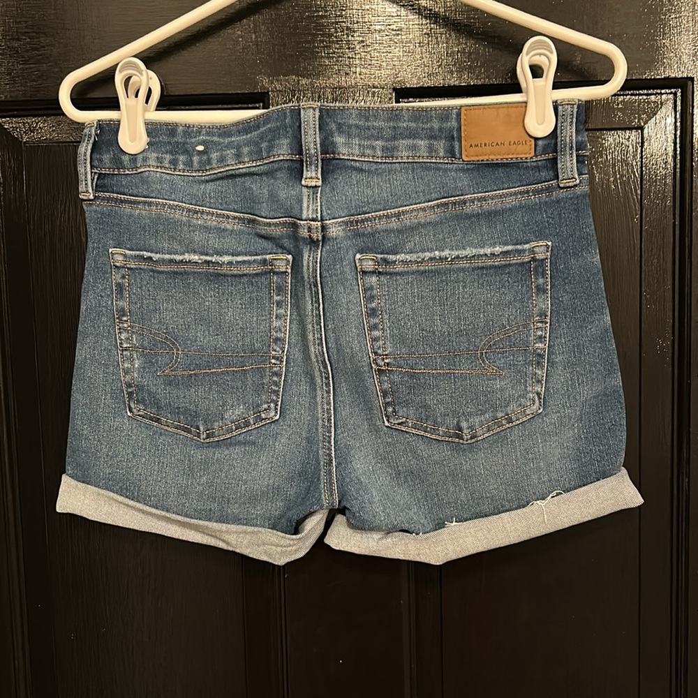 American Eagle The Dream Short Midi Denim Shorts Stretch Womens Size 4 - Picture 2 of 7